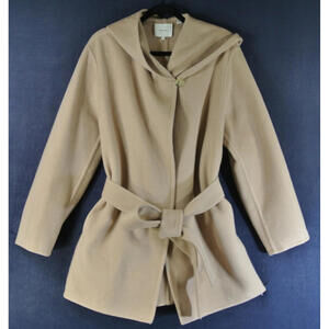 NEW, Vince Hooded Belt Wool Cashmere Coat in DESERT CLAY Sz L #W160